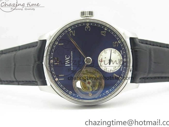 MIROTIME 0227 Seasonal Portuguese Tourbillon IW5463 SS ZF Best Edition Blue Dial on Black Leather Strap 7171